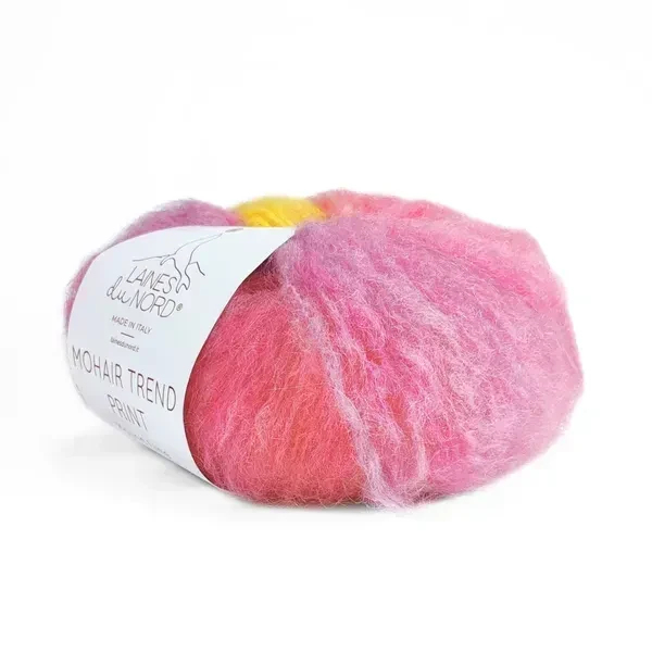 Пряжа Mohair Trend Print/Мохер Тренд Принт, рожевий-жовтий-бірюзовий 4, Laines du Nord