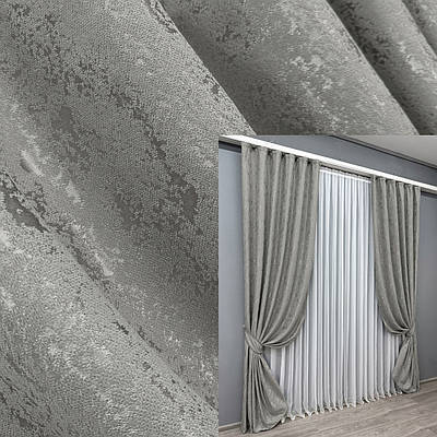 Комплект штор (2шт. 1,5х2,7м.) льон мармур, колекція "Pavliani". Колір сірий. Код 1665ш 33-0554