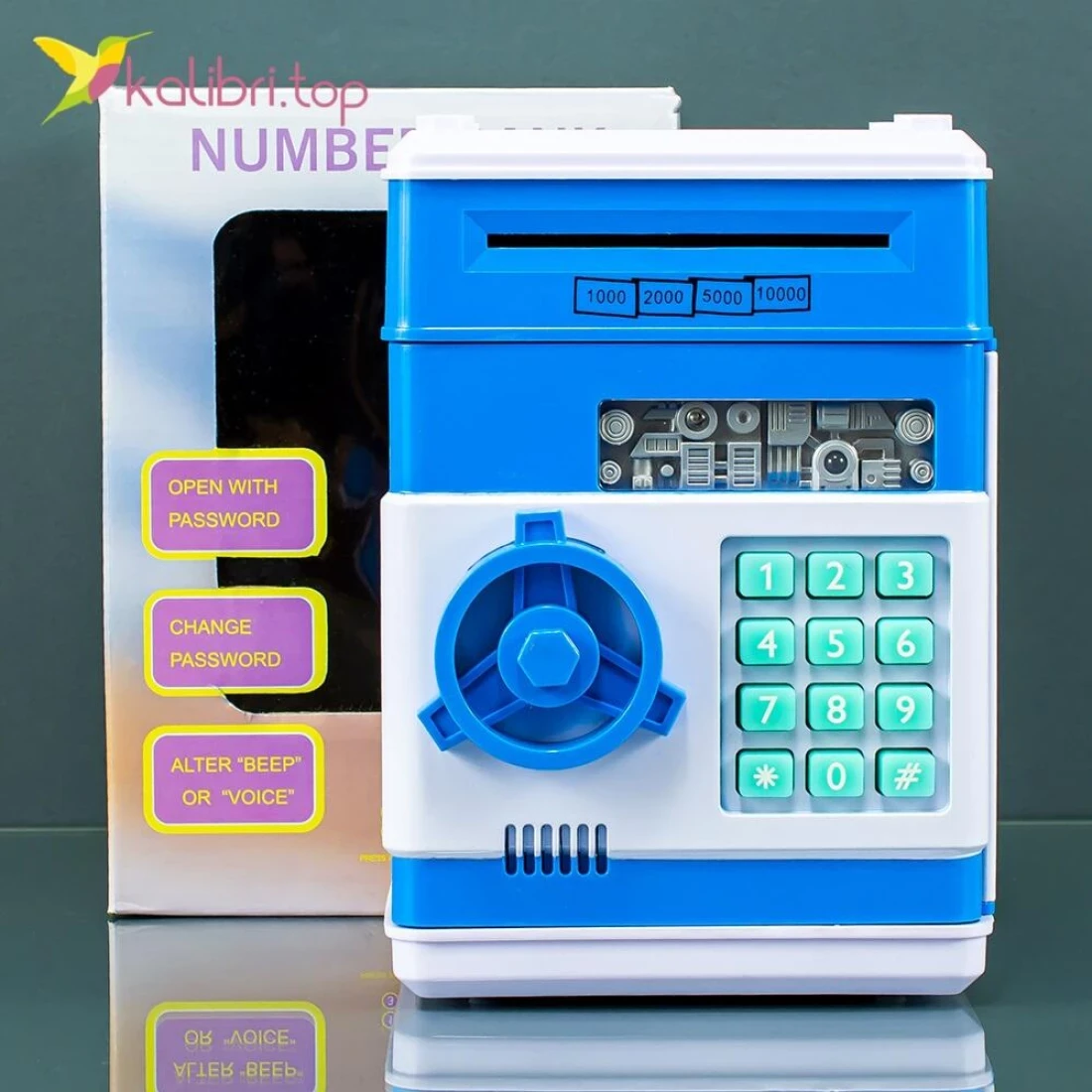 Дитячий Сейф скарбничка з кодовим замком Синій, фото 1