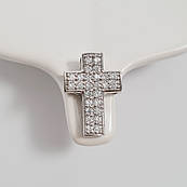 Срібний хрестик підвіска з розсипом білих цирконів