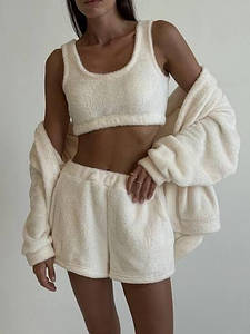 Жіноча  піжама кардиган, топ, шорти