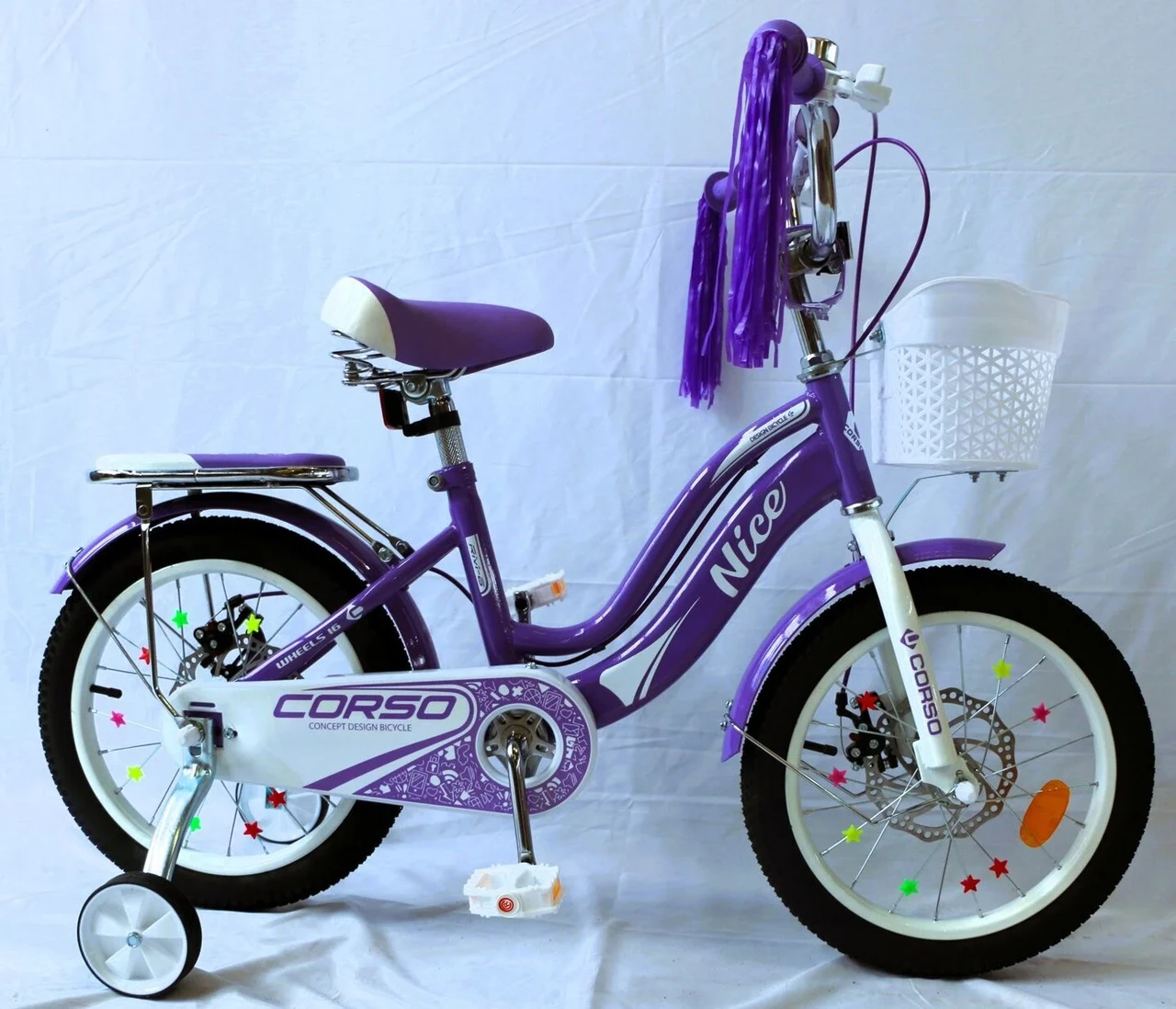 Дитячий велосипед 16" Corso Nice NC-16014 бузковий на зріст 100-115 см