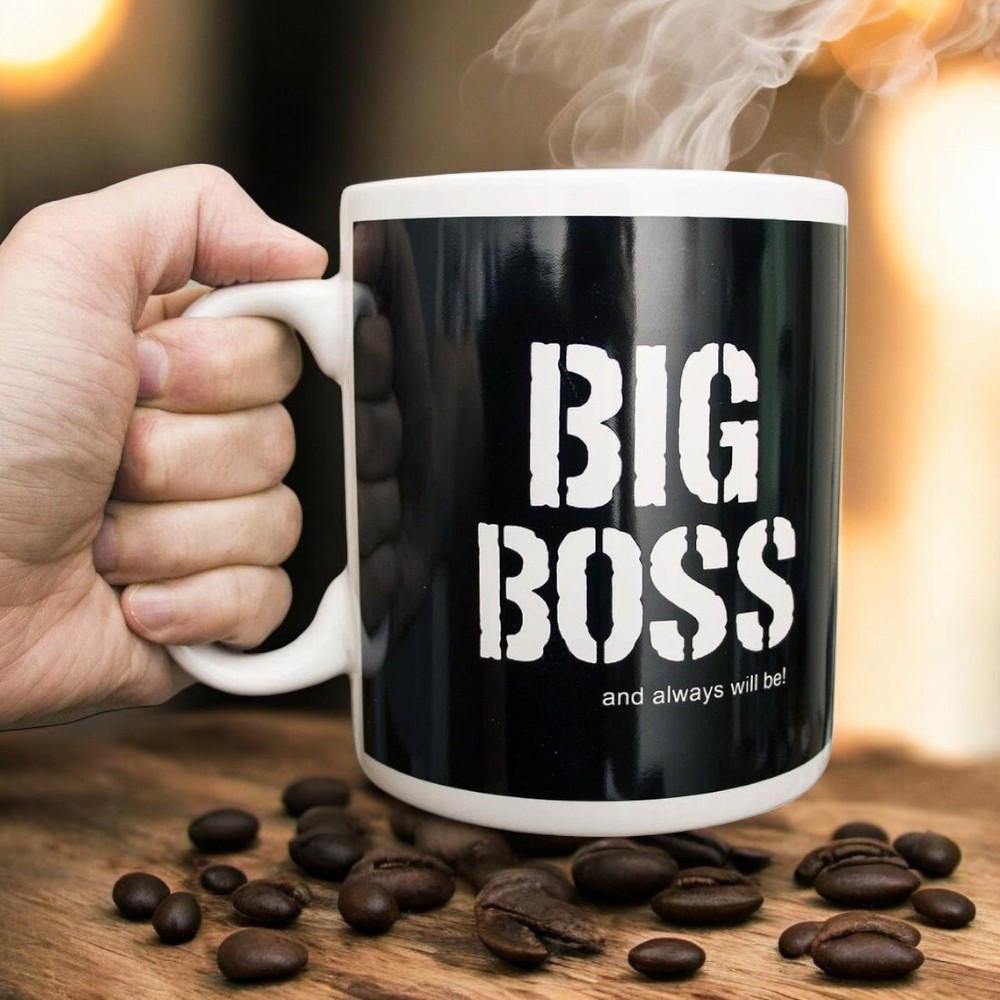 Велика керамічна кружка "Big Boss", 1 літр (Подарункова кружка гігант)