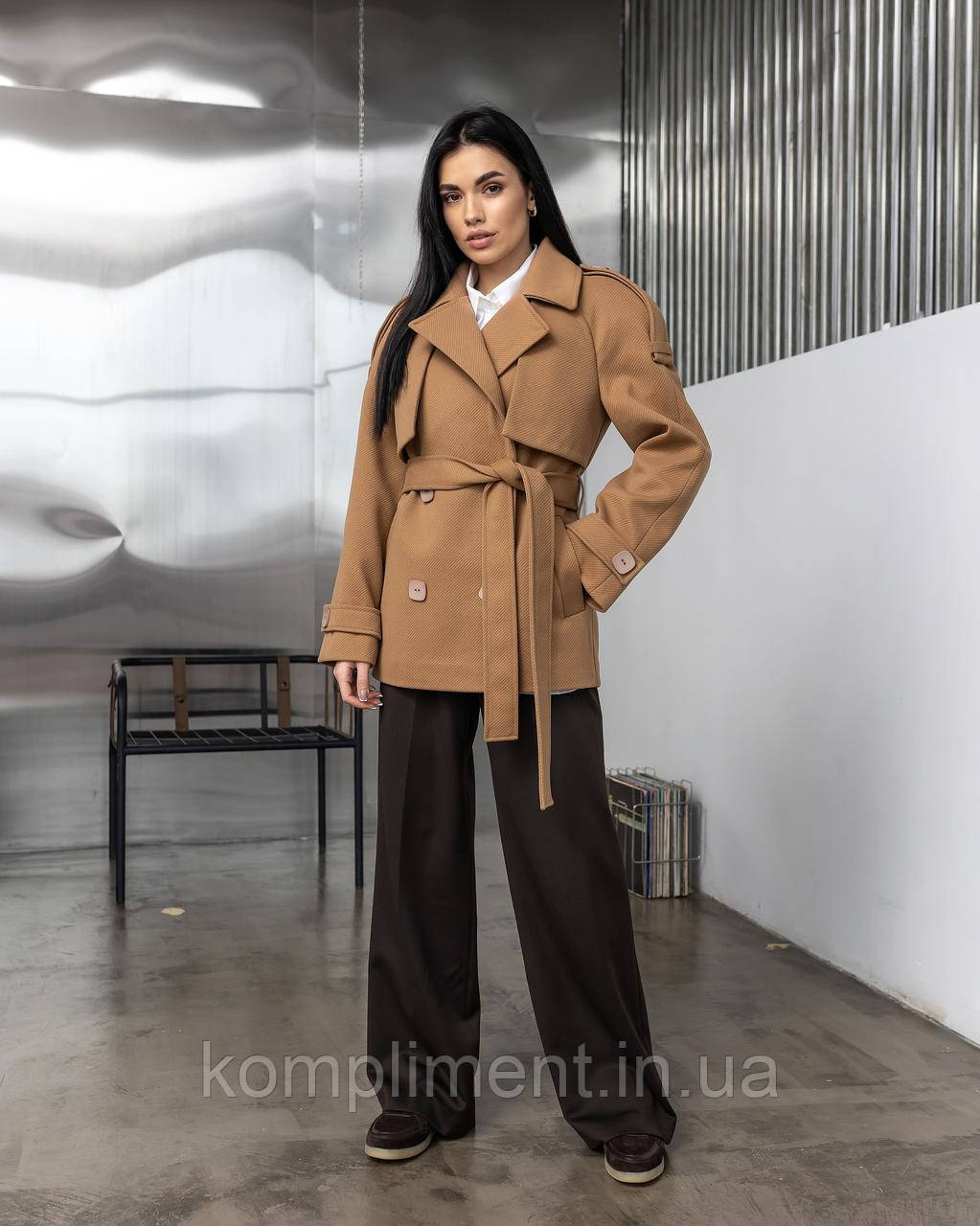 Пальто жіноче демісезонне вовняне "Версаль", карамель