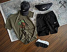 Чоловічий літній костюм Nike Футболка + Шорти + Кепка + Барсетка сірий Комлпект Найк на літо, фото 7