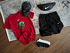 Чоловічий літній костюм Nike Футболка + Шорти + Кепка + Барсетка сірий Комлпект Найк на літо, фото 6