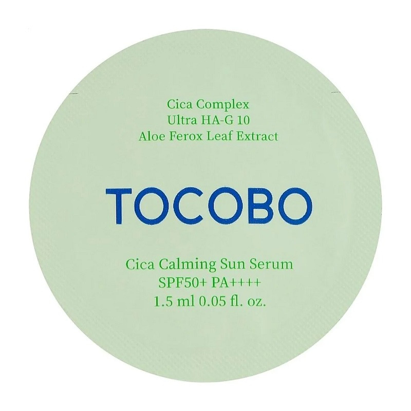 Заспокійлива сонцезахисна сироватка Tocobo Cica Calming Sun Serum SPF50 PA++++ пробник 1,5 мл.