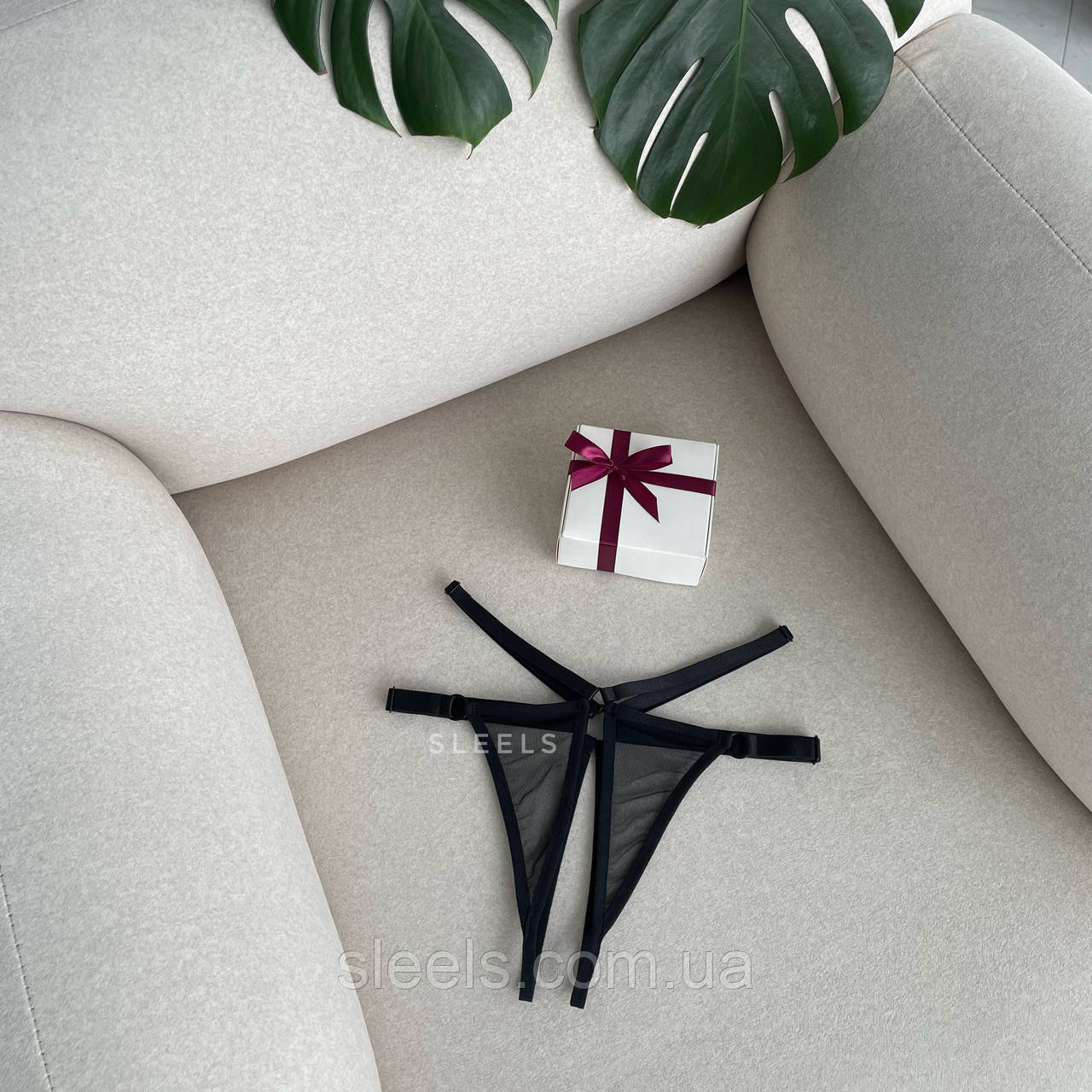 Трусики з відкритим доступом з еластичної сіточки в універсальному розмірі з  акцентом на талії, фото 1