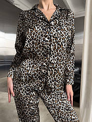 Піжама жіноча ШОВК САТИН сорочка+штани ЛЕОПАРД DOMINO 1243