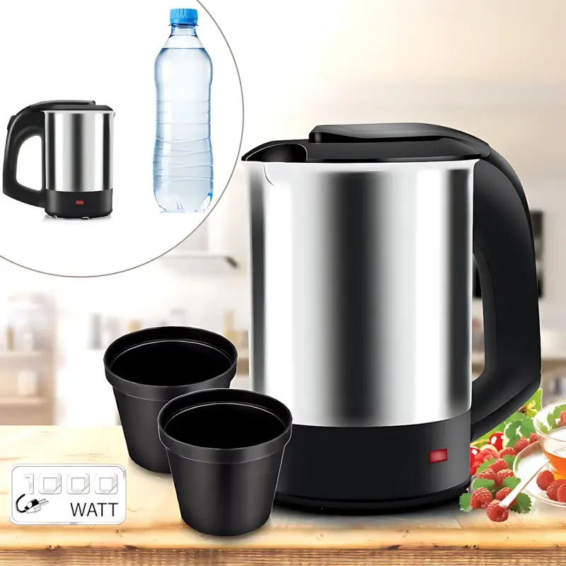 Дорожній електрочайник із неіржавкої сталі з двома чашками RAF R.7887, фото 1