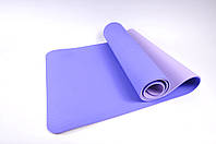 Коврик для йоги и фитнеса, каремат TPE+TC 183х61 см 8 мм Фиолетовый (MS 0613-1-VV)