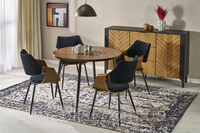 Круглий стіл 105 горіх BARRY горіх/чорний 105/75 (Halmar)