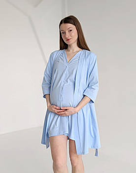 Комплект халат і сорочка у пологовий (блакитний)