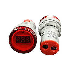 Цифровий вольтметр AC, AD101-22VM, червоний круглий, 20-500V