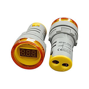 Цифровий вольтметр AC, AD101-22VM, жовтий круглий, 20-500V