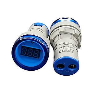 Цифровий вольтметр AC, AD101-22VM, синій круглий, 20-500V