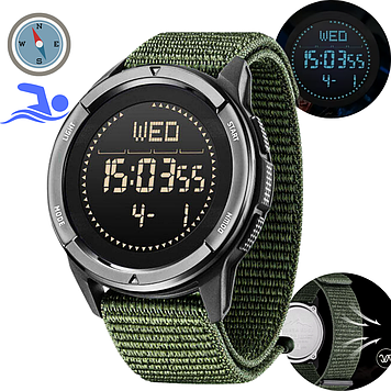 Годинник чоловічий з компасом підсвічуванням армійський водонепроникний і протиударний з будильником North Edge 5АТМ