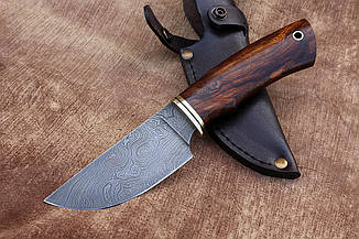 Мисливський шкурознімальний ніж нескладний Скінер 7, ручна робота із дамаської сталі 60 HRC з чохлом у комплекті