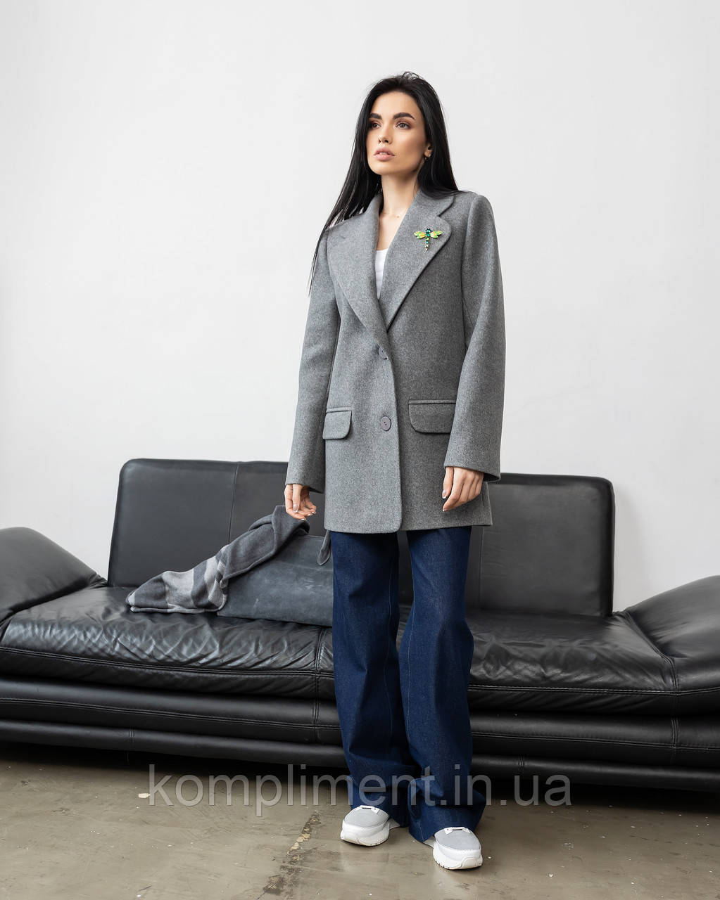 Пальто-піджак жіноче демісезонне вовняне "Берлін", сірий