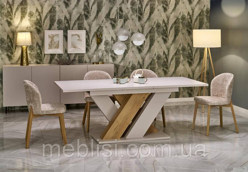 Разкладний стіл BRANDON колір кашемир/дуб кремона 160(200)x90 (Halmar Польша)