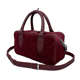 Сумка жіноча "Бріджит" натуральна шкіра, бордова замш