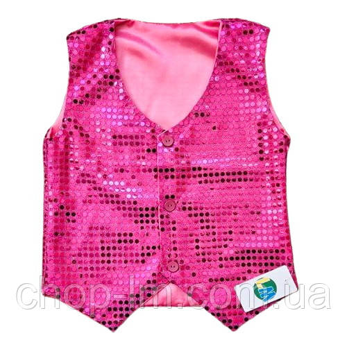 Жилетка малинова блискуча (зріст 128-134 см). Святковий жилет із паєтками