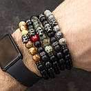 Чоловічий браслет з натурального каменю з черепом TINI PREDKIV Хred devilХ преміум якість, фото 5