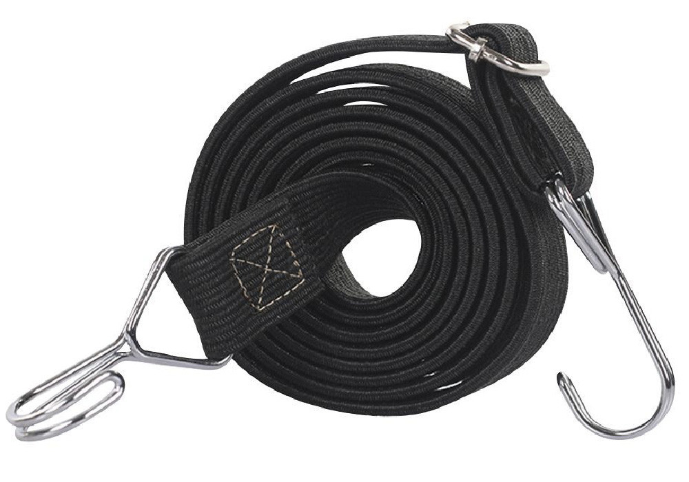 Гумка велосипедного багажника HJ-008 BLK з гаками, довжина 120/240 см, чорна