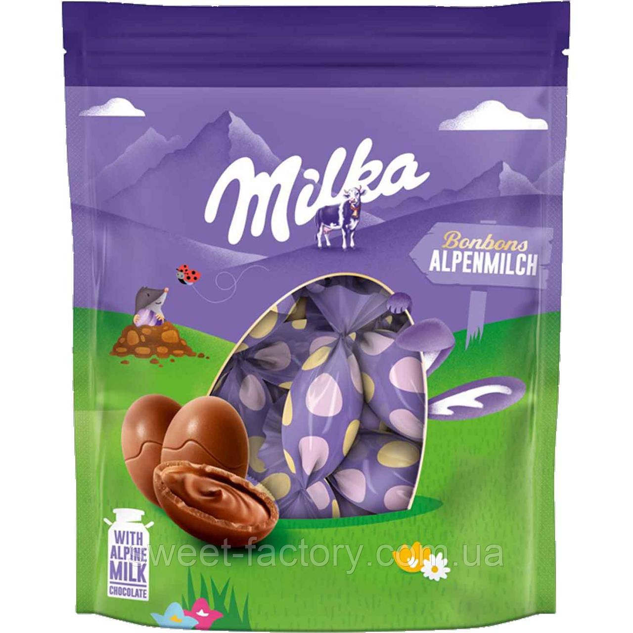 Цукерки Milka Bonbons Alpenmilch Ostern 86g, фото 1