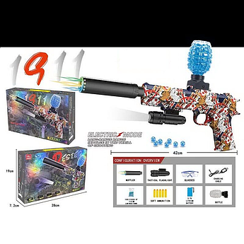 Пістолет G 940-3 D акумулятор 3.7 V, стріляє орбізами, лазерний приціл, глушник із підсвічуванням, орбізи