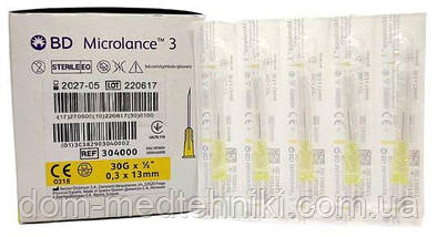 Голка з кріпленням Luer-Lock для мезотерапії | карбокситерапії BD Microlance 30G 1/2 (0,3х13 мм), 25 шт., фото 4