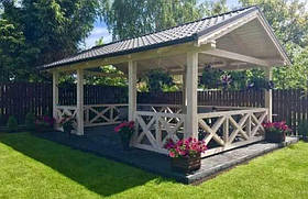 Дерев'яна альтанка 5 на 3 м, розбірна (на 14-16 осіб)