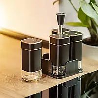 Набір баночок для спецій на підставці 4 предмети 120 мл ємності для приправ Чорний