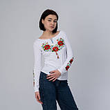 Жіноча вишита футболка з довгим рукавом «Маковий цвіт», фото 6
