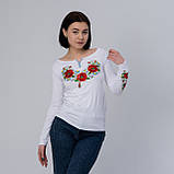 Жіноча вишита футболка з довгим рукавом «Маковий цвіт», фото 3