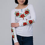 Жіноча вишита футболка з довгим рукавом «Маковий цвіт», фото 5