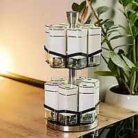 Набір баночок для спецій на підставці 12 шт 120 мл ємності для приправ Білий