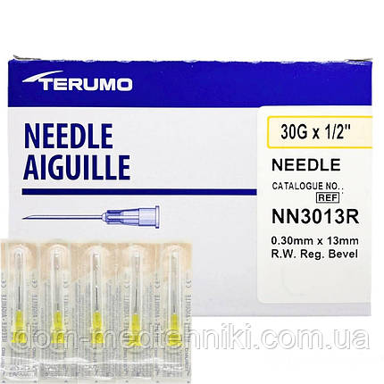 Голка з кріпленням Луєр-Лок | Luer-Lock для мезотерапії TERUMO 30G 1/2 (0,3х13 мм), 50 шт., фото 1