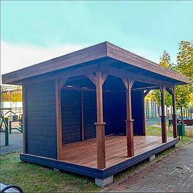 Дерев'яна альтанка 5 на 3 м, розбірна (на 14-16 осіб)