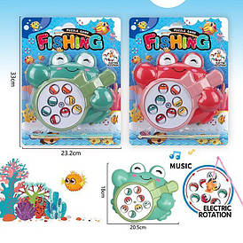 Риболовля 137-11 A 2 види, автоматичне обертання ігрової платформи, звук, 8 рибок, рибки відкривають рот, 2 вудки, на листі