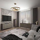 Комод з золотими металевими ніжками LION Амарант 168x40x76,5 см Бетон Style/Перламутровий металік (LION-041972), фото 6