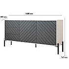 Комод з золотими металевими ніжками LION Амарант 168x40x76,5 см Бетон Style/Перламутровий металік (LION-041972), фото 7