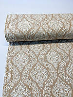 Водоотталкивающая ткань Duck с принтом Дамаск бежевый