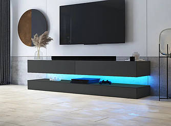 Незвичайна підвісна тумба під телевізор, тумба для телевізора з підсвічуванням еко дизайн  Fly ММ 140 см