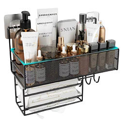 Полиця Stenson з тримачем настінна M 3 гачки 36*15*27 см Без вибору кольору!