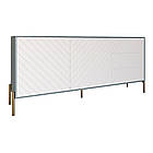 Комод з золотими металевими ніжками LION Амарант 168x40x76,5 см Граніт сірий/Білий (LION-041957), фото 2