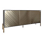 Комод з золотими металевими ніжками LION Амарант 168x40x76,5 см Антрацит/Перламутровий металік (LION-041966), фото 2