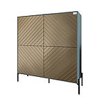 Комод-пенал з чорними металевими ніжками LION Амарант 114х40х126,5 см Граніт сірий/Перламутровий металік (LION-041994), фото 2