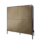 Комод-пенал з чорними металевими ніжками LION Амарант 114х40х126,5 см Бетон темний/Перламутровий металік (LION-042003), фото 2