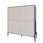 Комод-пенал з чорними металевими ніжками LION Амарант 114х40х126,5 см Граніт сірий/Білий (LION-042018), фото 2